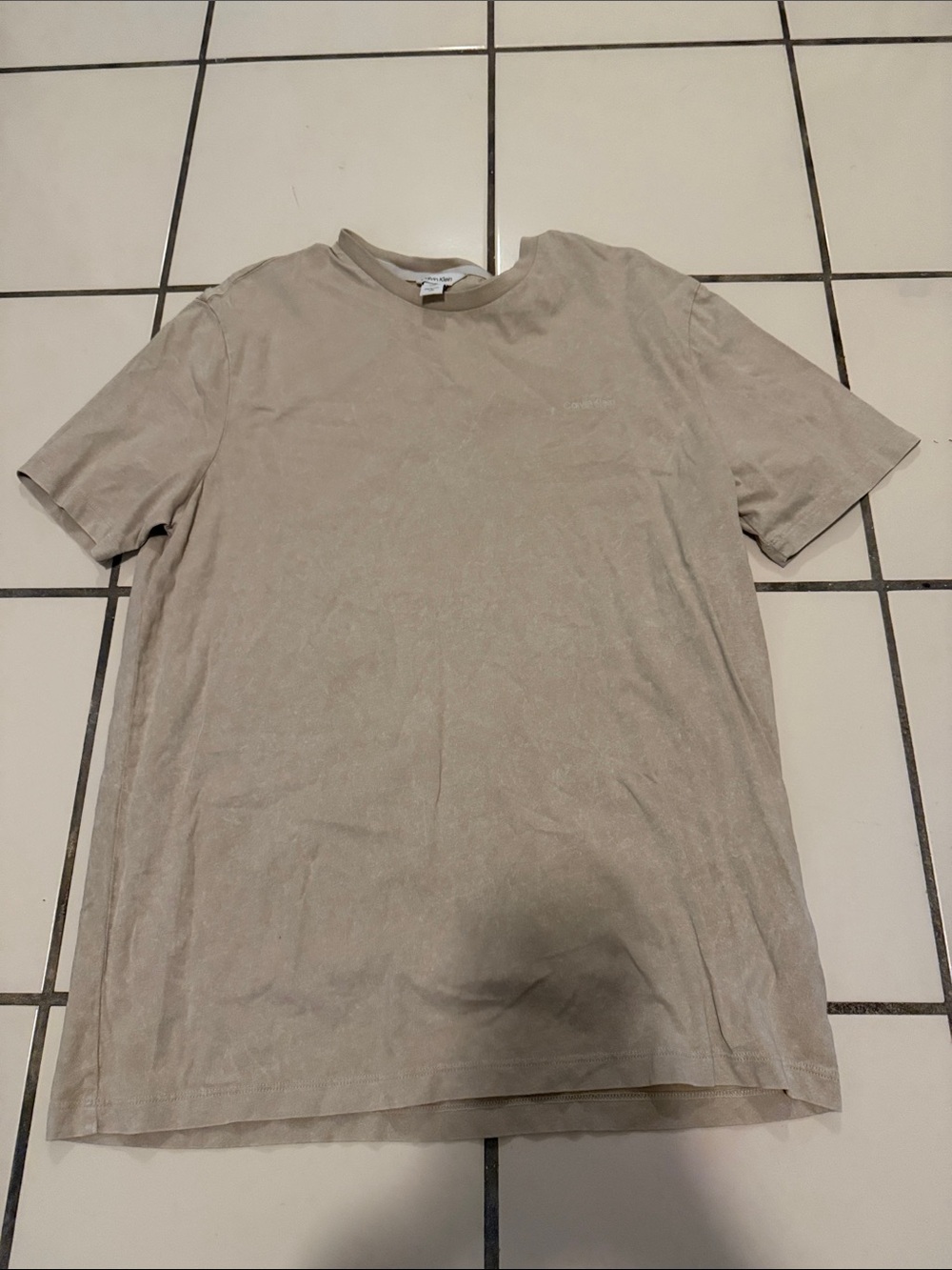 Calvin Klein Men's Crewneck Tee in Beige